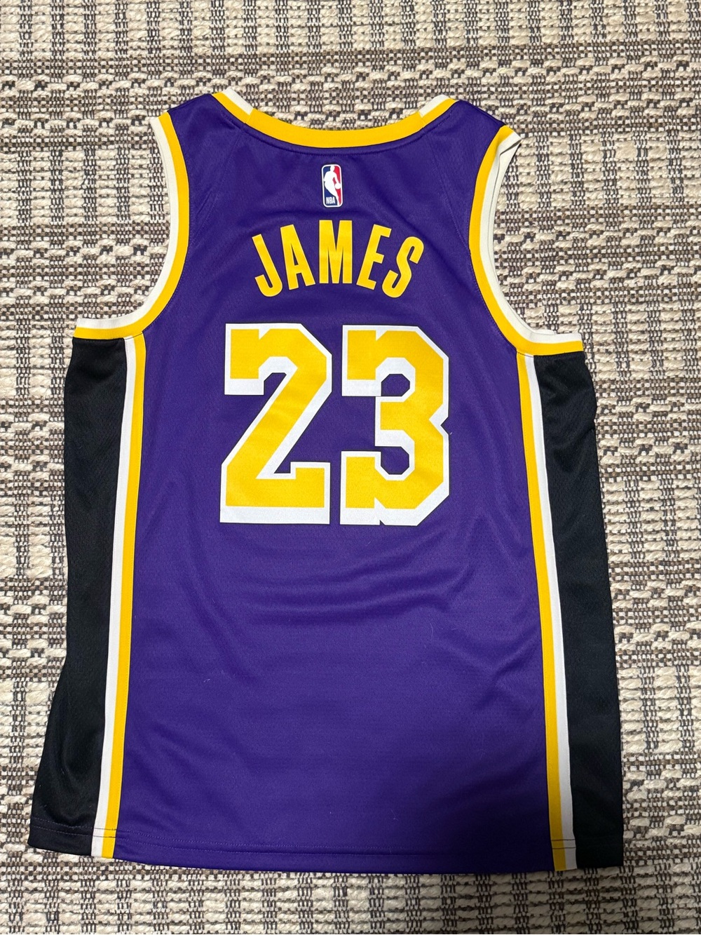 Nike Purple and Gold LeBron James #23 Basketball Jersey